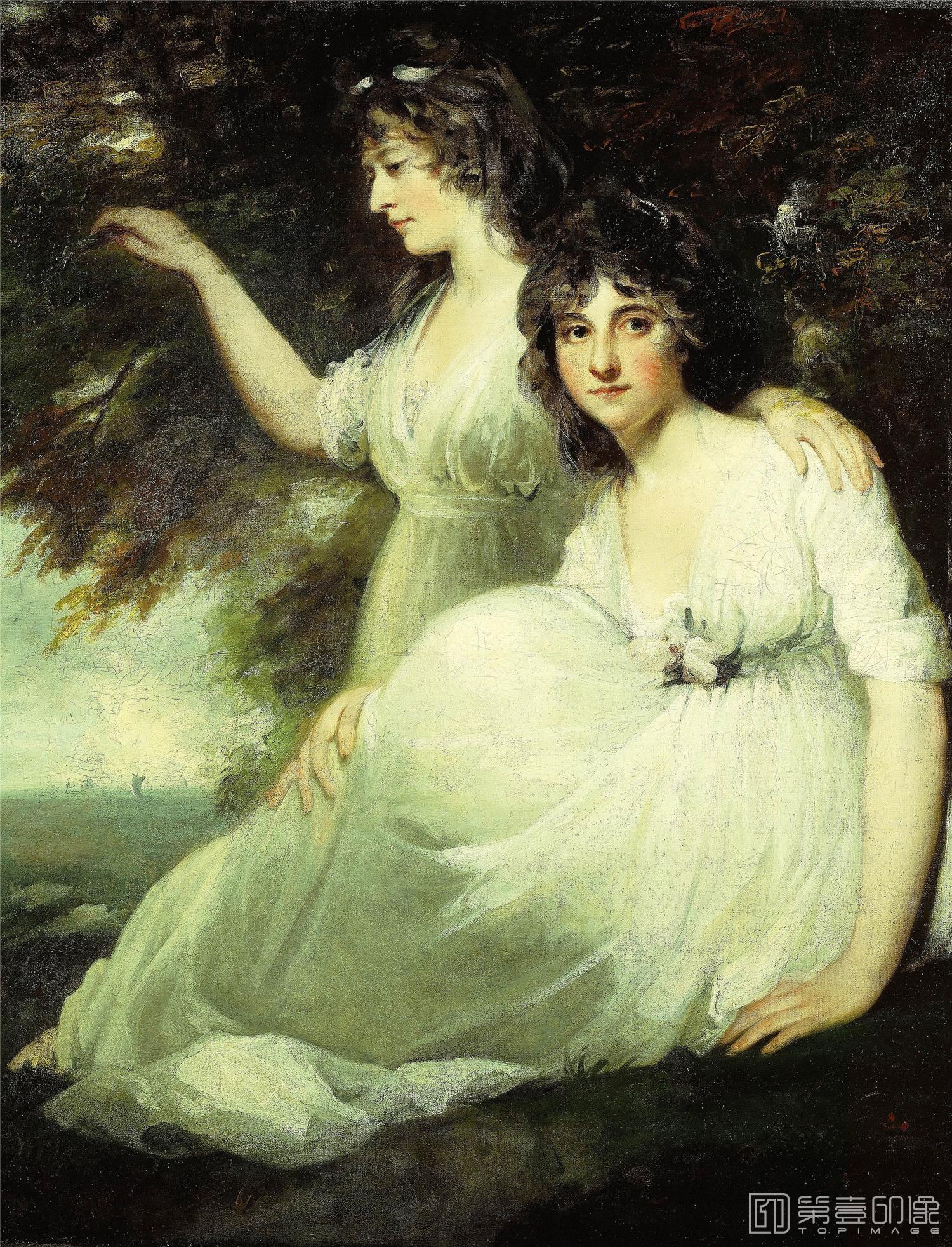 油画-美国弗里克美术馆藏画-John Hoppner - The Ladies Sarah and Catherine Bligh, c.1790-148